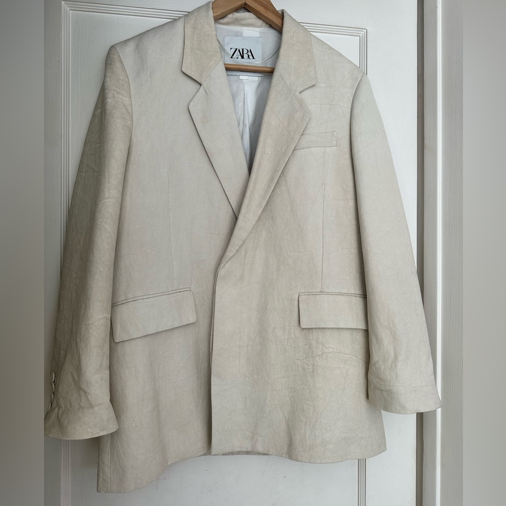 Zara Off-White Tailored Blazer